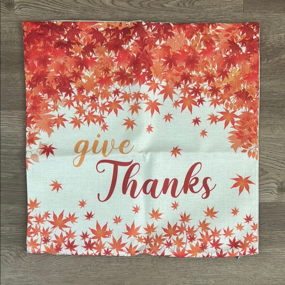 🦃 Festive 'Give Thanks' Decorative Pillow Cover 17.5" x 17.5"